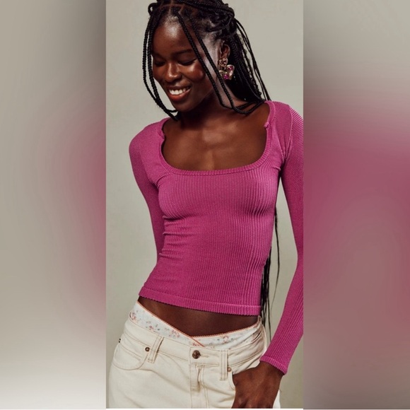 Free People Tops - NWT Free People Womens Shirt Clean Slate Seamless Boysenberry Size Medium Large